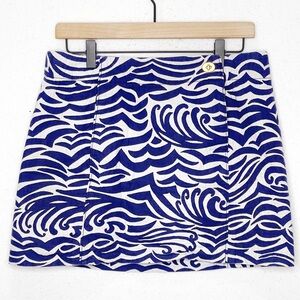 Lilly Pulitzer Maida On The Horizon Bright Navy Jacquard Faux Wrap Mini Skirt